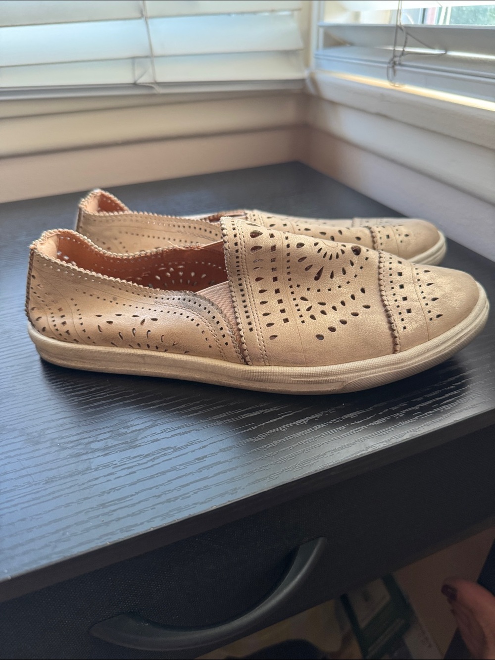 American Rag Beige Laser-Cut Slip-On Sneakers